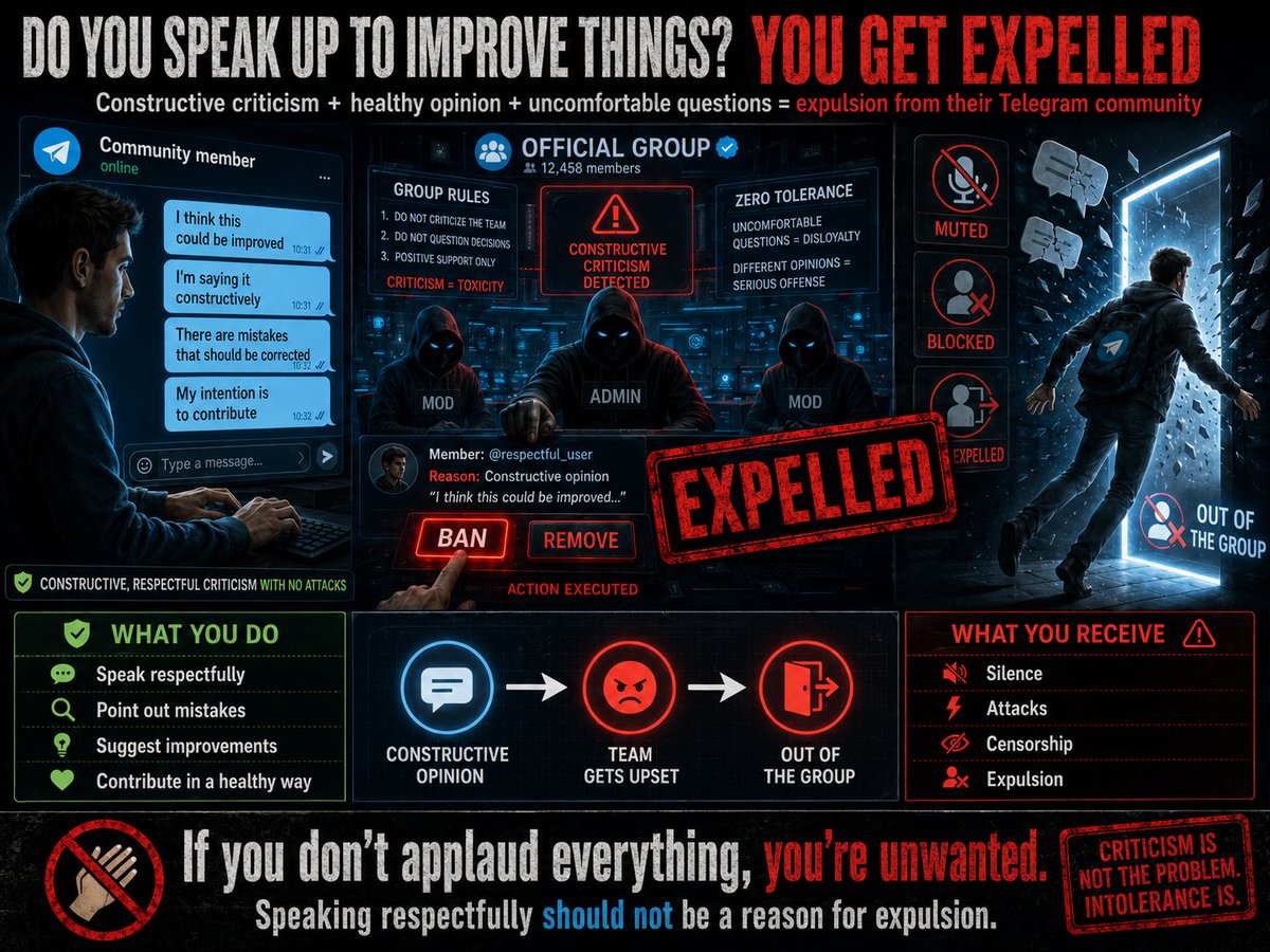 netx_es's tweet photo. Many people are being expelled from the official @netx_world  community. 

They are directly removing people who make constructive criticism with education, respect, and arguments, simply because the administrators do not like what they read. Long live the DAO!

One day, they will learn that this dictatorial behavior damages  instead of benefiting it. If they did not act this way, this message would not be on X as a public complaint.