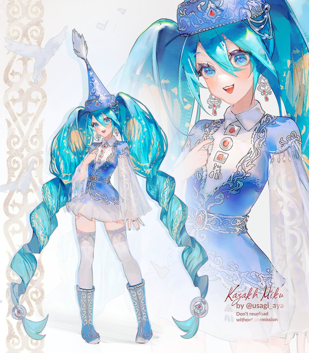 usagi_aya's tweet photo. Hatsune Miku if she was from Kazakhstan 🇰🇿🇰🇿🇰🇿 https://t.co/hqiThT1b9o