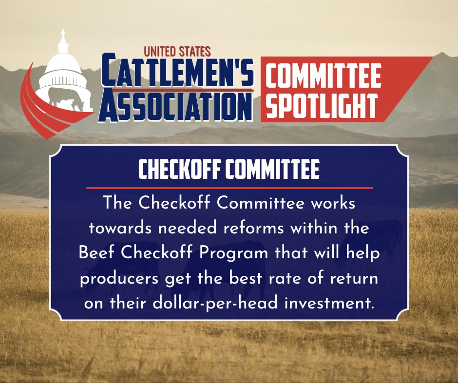 uscattlemen's tweet photo. USCA’s Checkoff Committee advocates for transparent, accountable Beef Checkoff reform that maximizes cattle producers’ return on investment. https://t.co/0timhcafgg