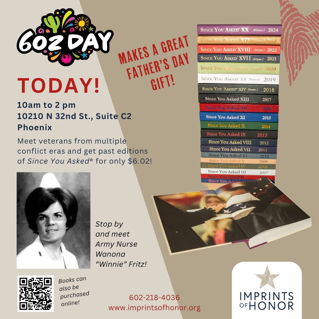 Imprintsofhonor's tweet photo. Join us TODAY for #602Day (June 2) from 10 AM to 2 PM to meet a dozen veterans, ask questions, and engage with history in person. Celebrate by picking up past editions of Since You Asked® for just $6.02 each, in person or online at https://t.co/QyWfTmg1gA. https://t.co/qDzd3xuIcR
