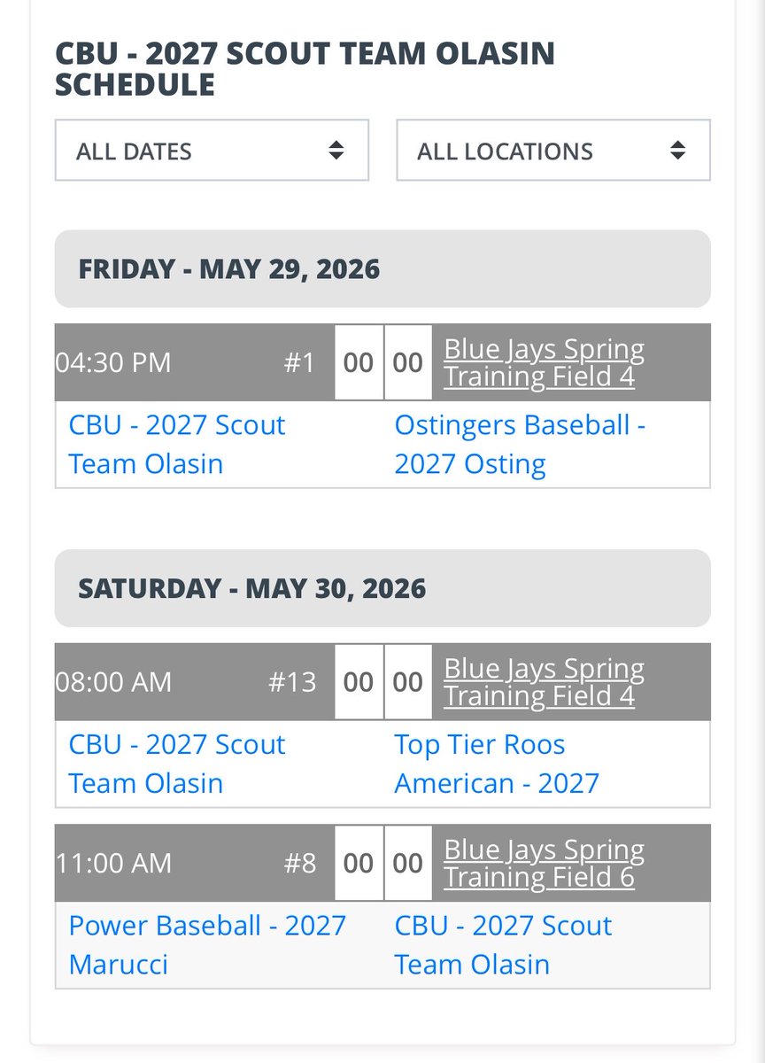 AMC7248's tweet photo. First outing of the summer with @CBU2027Olasin is tomorrow at 11am at
Blue Jays Spring Training Field 6. I will be in middle relief. @CBU_FL https://t.co/0afHs8cO1y