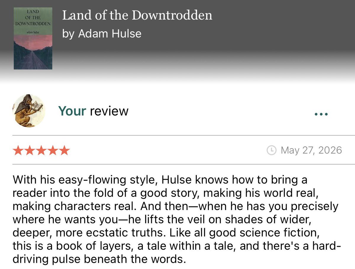 CoyHallBooks's tweet photo. My blurb for a great one by @HulseAdam. Land of the Downtrodden is out now! https://t.co/wXoHrO3eM1