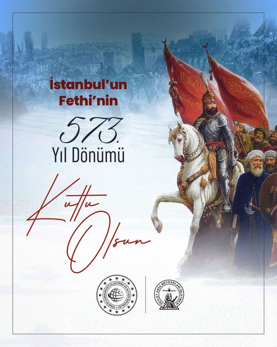 unde_ali's tweet photo. Tarihinin akışını değiştiren İstanbul’un Fethi’nin 573. yıl dönümü kutlu olsun.

Çağ kapatıp çağ açan, Peygamber Efendimizin övgüsüne mazhar olan Fatih Sultan Mehmet Han ve Şanlı Ordusunu rahmetle ve şükranla anıyorum.

#29Mayıs1453
#istanbulunfethi 
#RafafOnFıre https://t.co/7SIECnncLu