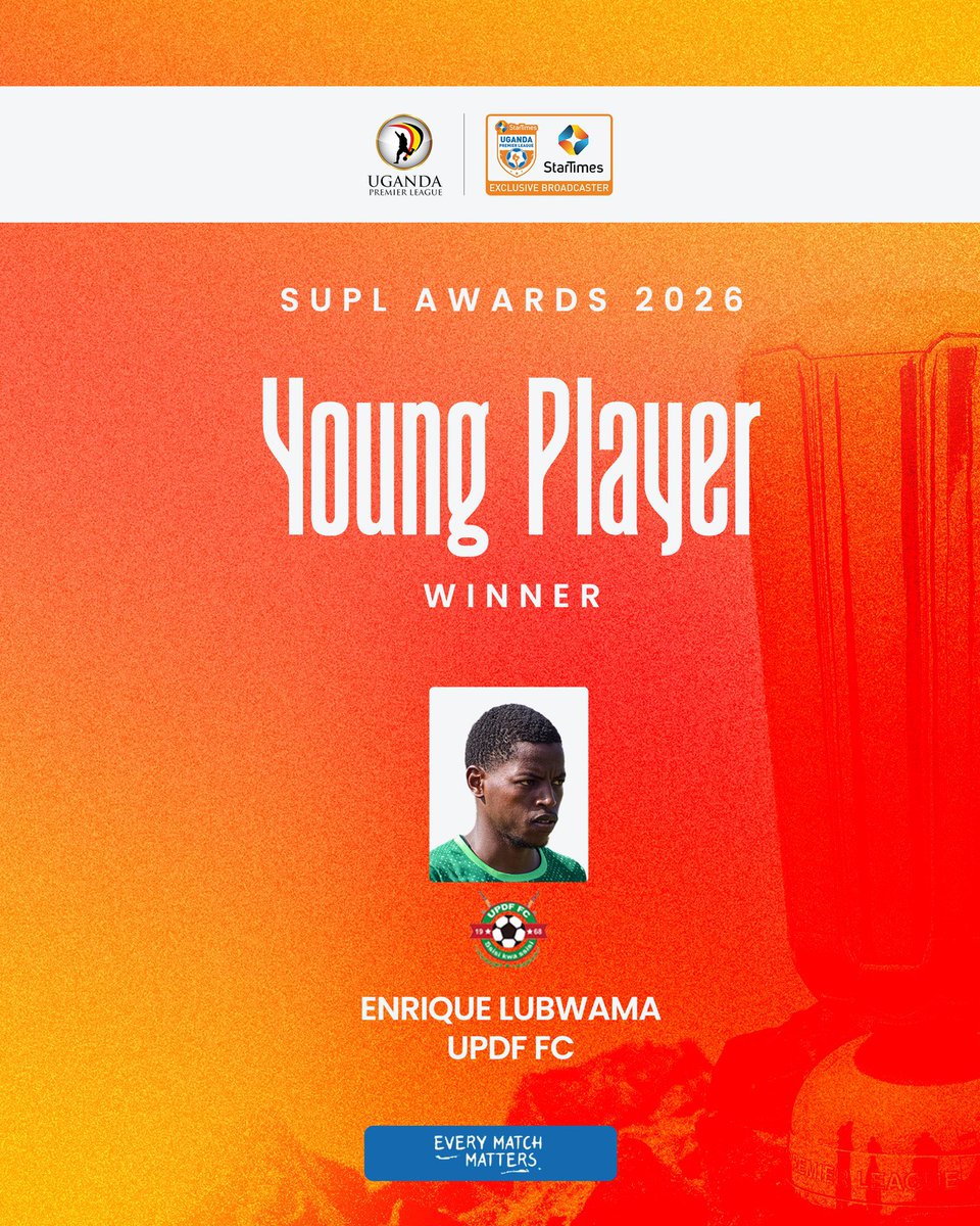 OdokonyeroJimm4's tweet photo. Introducing your Uganda Premier League Young Player of the Season 🥇

UPDF FC’S Enrique LUBWAMA 🥳

Very promising player ✨ https://t.co/nLB47BEe3K