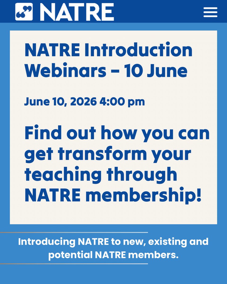 NATREupdate's tweet photo. Sign up for our next ‘Welcome webinar’ on 10th June to find out:
🧑🏽‍💻 What resources are available to you and how to access them
📩 What you get with your termly mailing
🫶🏼 How to become a part of NATRE Local Groups, #REchatUK &amp; more
📒 CPD opportunities 
👉🏼 https://t.co/dyQWhxHwjj https://t.co/Dy61hLo99r