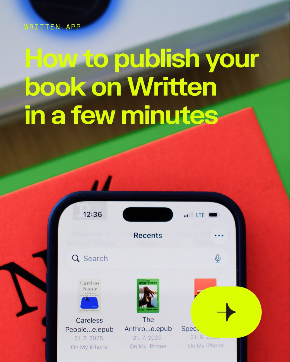 written_app's tweet photo. If you've written a book and have people who'd read it, you already have everything you need to publish it yourself.

No agents. No gatekeepers. No exclusivity contracts. You set the price. You keep 90%. You withdraw any day.

Here's how, start to finish 🧵 https://t.co/9pTFp7bkdN