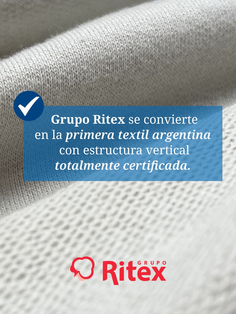 TextilExpo's tweet photo. Grupo Ritex, la primera textil argentina con estructura vertical en certificar las normas internacionales OCS 100, OCS Blended y RCS (Recycle Claim Standard).

Vení a conectar con todas las empresas que marcan el rumbo de la transformación textil

📍 La Rural
🗓️ 2 al 4 de junio https://t.co/9i9ZMRGGNj