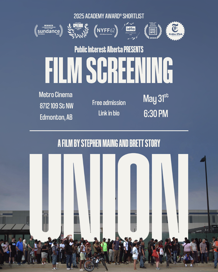 UnionNASA's tweet photo. Join @PIAlberta  for a special screening of the award-winning documentary UNION on Sunday, May 31 @ 6:30 pm at the Metro Cinema!

Learn more and grab tickets at https://t.co/bx0MUf94Kj https://t.co/zO5MK28blF