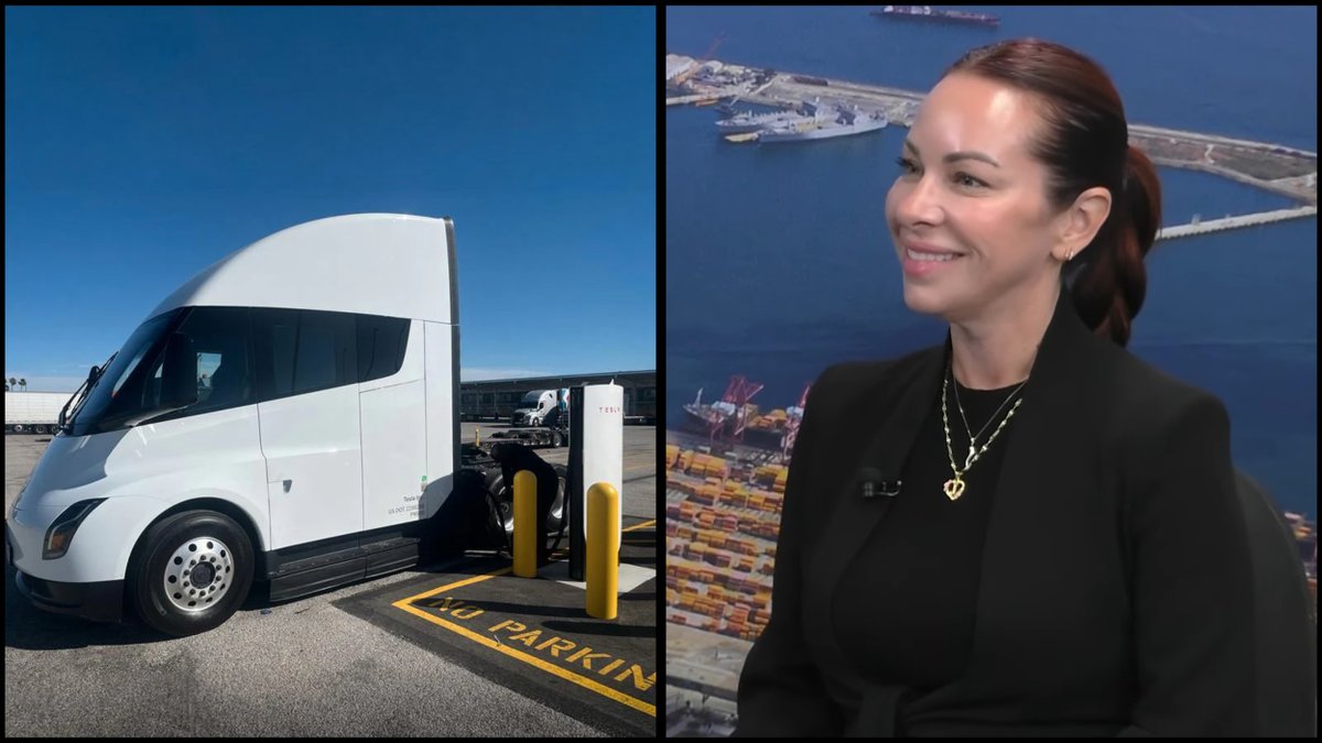 SERobinsonJr's tweet photo. TESLA: King Fio Trucking, a family-owned customs bonded drayage carrier based in Long Beach, California, has ordered 20 Tesla Semis. 

King Fio services the Ports of Los Angeles and Long Beach, plus railyards and warehouses. It runs about 30 trucks from 3 locations and has shifted toward zero-emission operations.

Per Jennie Abarca, Owner of King Fio Trucking, "I am proud to help inspire and encourage the trucking industry's transformation. Ordering 20 Tesla Semis is not just a business decision—it's a commitment to sustainability, efficiency, and innovation.

These electric trucks offer significant cost savings and longer travel ranges, which are game changers for our operations. I believe embracing this technology will not only reduce our environmental footprint but also set a new standard for trucking in California and beyond. The future of trucking is electric, and we're excited to lead the charge."