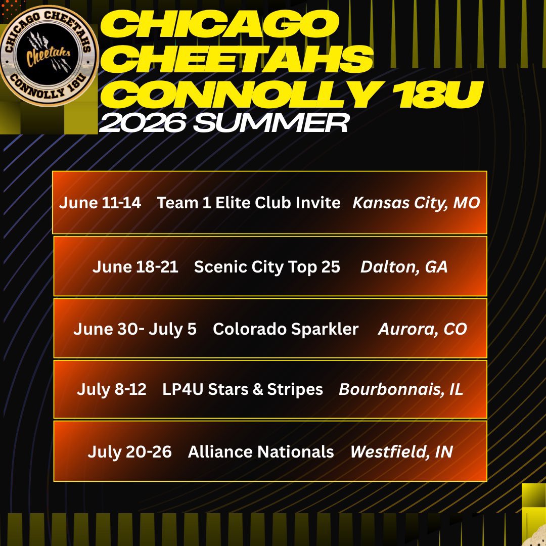 KWinters2027's tweet photo. @DiamondAddicts Summer schedule with @MCCheetahs! We are now also in the LP4U Queen of the Hill Qualifier in Crown Point, IN June 5-7. https://t.co/gYV1c93ptj