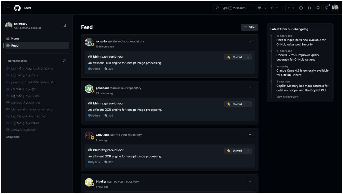 bhimrazy's tweet photo. Not sure what's happening, but one of my OSS repos suddenly started receiving a lot of attention today 😅

It has already picked up 50+ stars and is still growing.

Still trying to figure out whether it's a real spike or just bots doing their thing 😄 https://t.co/OXGKVB3b1R