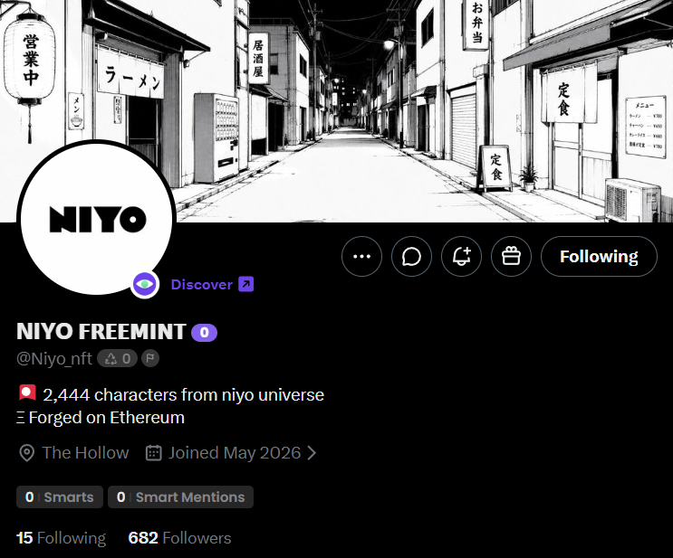 Lumo_eth's tweet photo. Early NFT project on my radar📡

@Niyo_nft currently has only 682 followers
- Free mint
- 2400 supply
- On ETH

More people will find out about this tomorrow, don’t miss the chance to get in early https://t.co/7akVxdLyJu