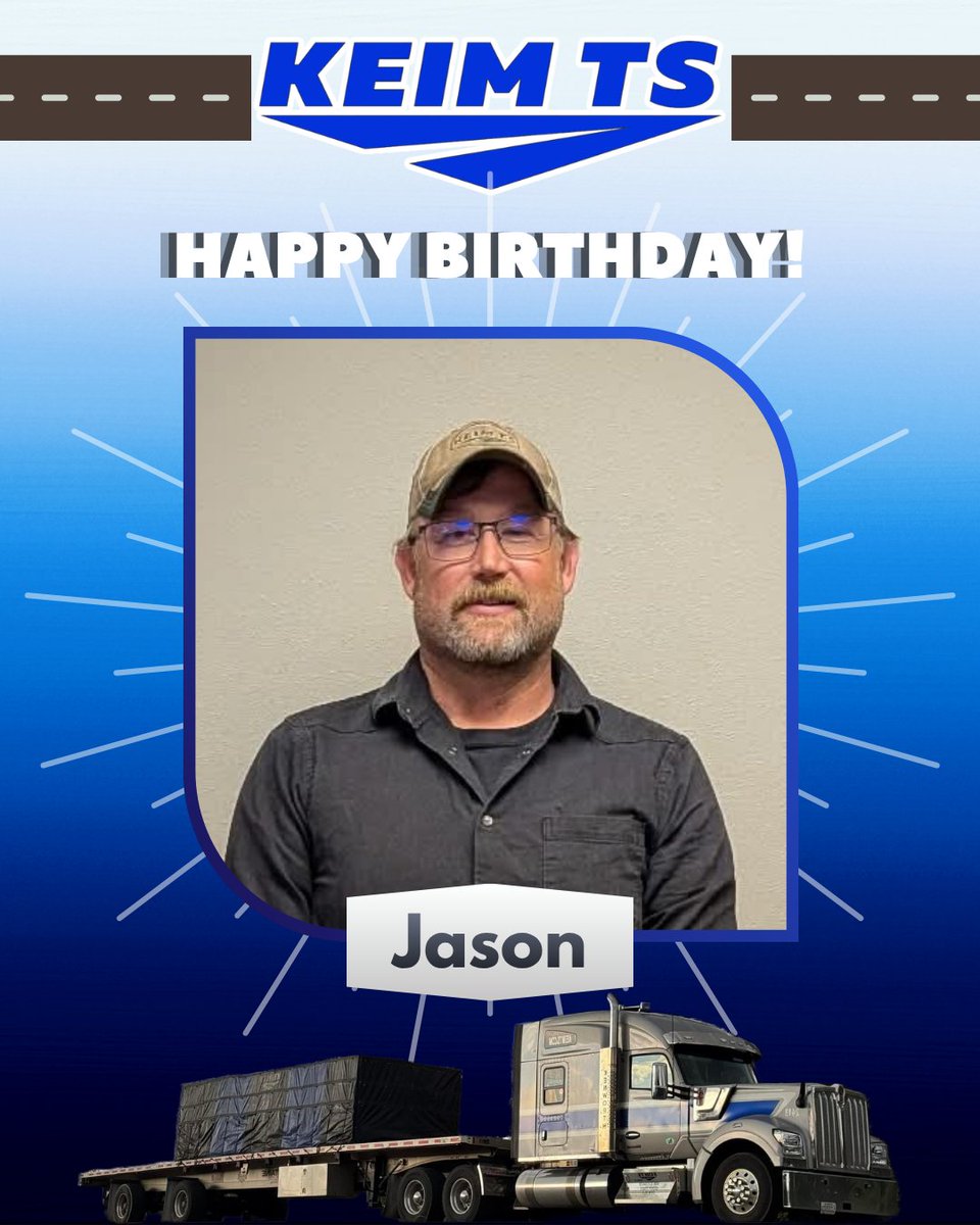 keim_ts's tweet photo. Keim TS Driver Birthday 📷
Happy Birthday to Jason! Thank you for all your hard work. We hope that you have the best day today! You deserve it!
Help us celebrate Jason on his special day!
#keimts #drivekeim #truckdriver #driverappreciation #truckdriving https://t.co/easM8c5VbK