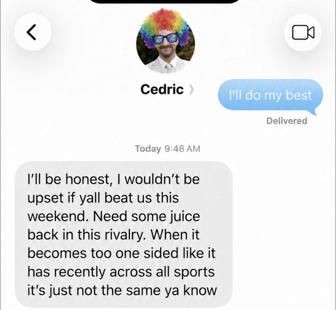 AMIRFLAN's tweet photo. Cedric already hedging his bets. #HoglundHowlers getting to him and SammyNipSlip #big12Ball #willshowyouwhatmeansmore https://t.co/AuvEND0V77