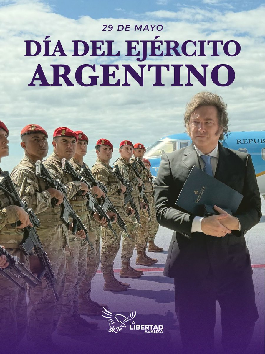 LLA_Cba's tweet photo. FELIZ DÍA AL EJÉRCITO ARGENTINO 

“No nos ocurre honor más grande para una persona que vestir el uniforme de la Patria. Ustedes son motivo de orgullo para todos los argentinos y tendrán el respeto que les ha sido largamente negado” - Presidente Javier Milei https://t.co/L0Xchbdzut