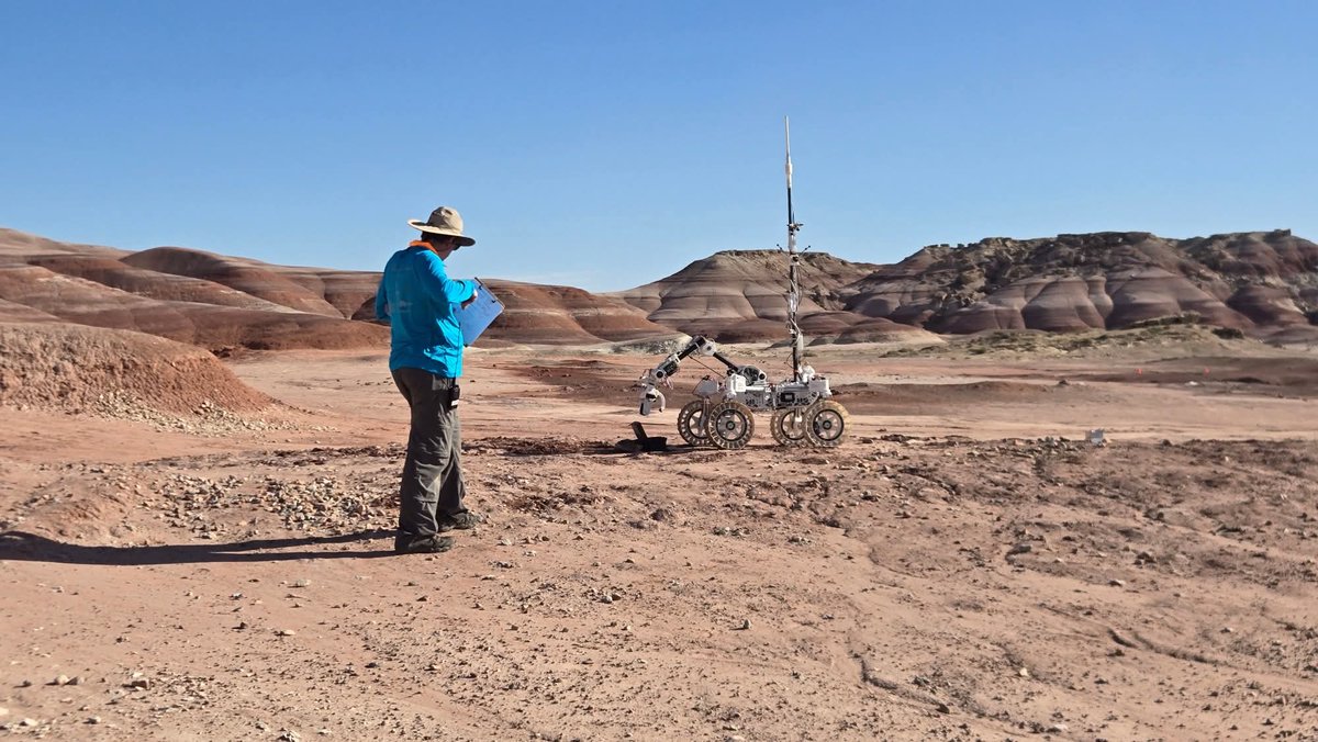 TheMarsSociety's tweet photo. An exciting first day of competition action on Thursday! Teams are now getting ready for their second day and second mission site. #URC2026 #MDRS #themarssociety #utah #robotics #students https://t.co/m70qNvcidb