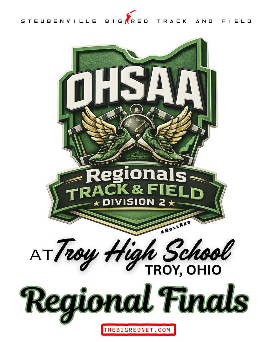 TheBigRedNet's tweet photo. 𝐎𝐇𝐒𝐀𝐀 𝐃𝟐 𝐑𝐞𝐠𝐢𝐨𝐧𝐚𝐥 𝐑𝟕 - 𝐓𝐫𝐨𝐲 🏃‍♂️🏃‍♀️

🏆 ＲＥＧＩＯＮＡＬ  ＦＩＮＡＬＳ 🏆

🎽 Steubenville Big Red ᴛʀᴀᴄᴋ ᴀɴᴅ ꜰɪᴇʟᴅ
🆚 Multiple DII Opponents ‍‍
⌚ 4:30 P.M.
🏟️ ᴀᴛ Troy High School
ℹ️: https://t.co/yn94NxYatZ

#RollRed 🔥🐴 https://t.co/LQDwshKXwN