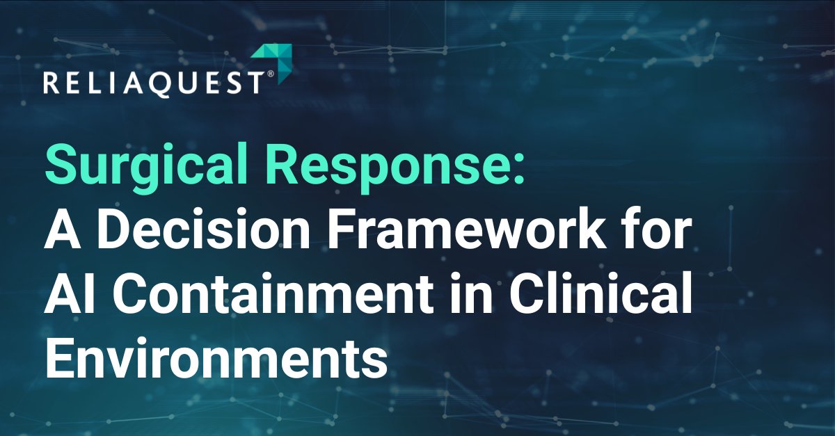 ReliaQuest's tweet photo. A billing laptop and an ICU-connected device should never follow the same response path. One can be isolated immediately. The other needs stronger evidence, a clear risk check, and a human decision with context already assembled.

That is where healthcare AI gets real. Fast where the answer is obvious. Careful where patient safety is in play.

This blog lays out a practical decision framework for agentic defense in clinical environments. ⏩ https://t.co/HlOXvrbIb6 

#ReliaQuest #AgenticAI #SecOps