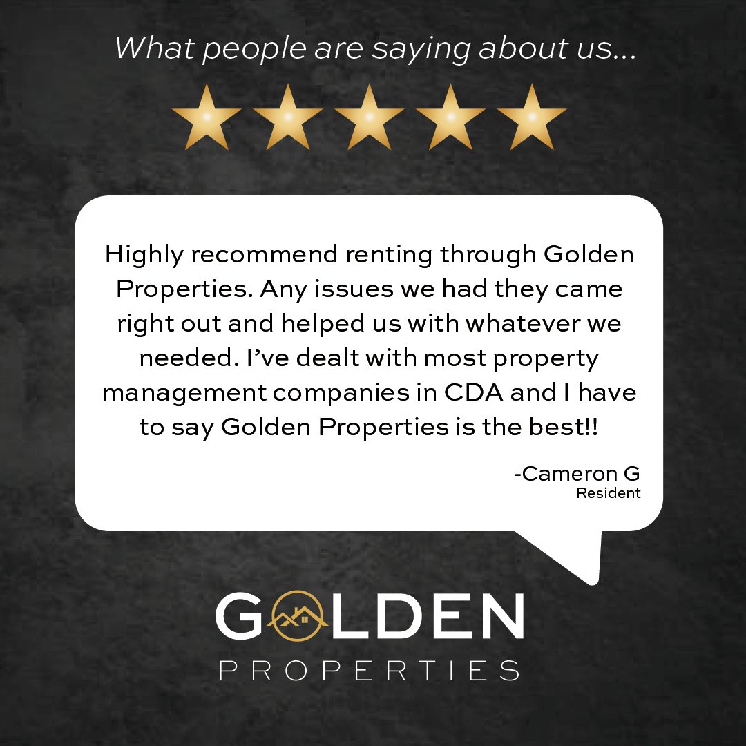 Golden_CDA's tweet photo. Reviews like this mean everything to our team. ⭐️

We’re grateful for the trust our clients place in us and proud to serve the North Idaho community with responsive, professional property management. https://t.co/xKNUDyP6yI