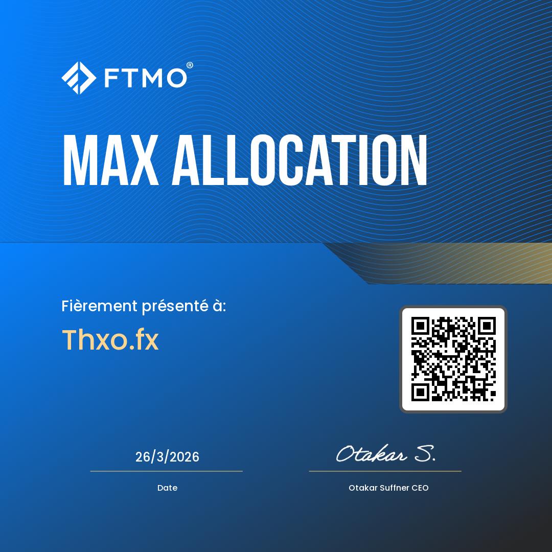 thxofx's tweet photo. 6 months ago I was blowing challenges.

Today: FTMO Max Allocation. Verified. ✅

What changed?

- I stopped trading setups I wasn't 100% sure about. 
- I built a strict risk framework. 
- I tracked every single trade in a journal. I worked on my psychology as much as my strategy.

The market doesn't care about your emotions. Your process is everything.

RT if this hits different 👇