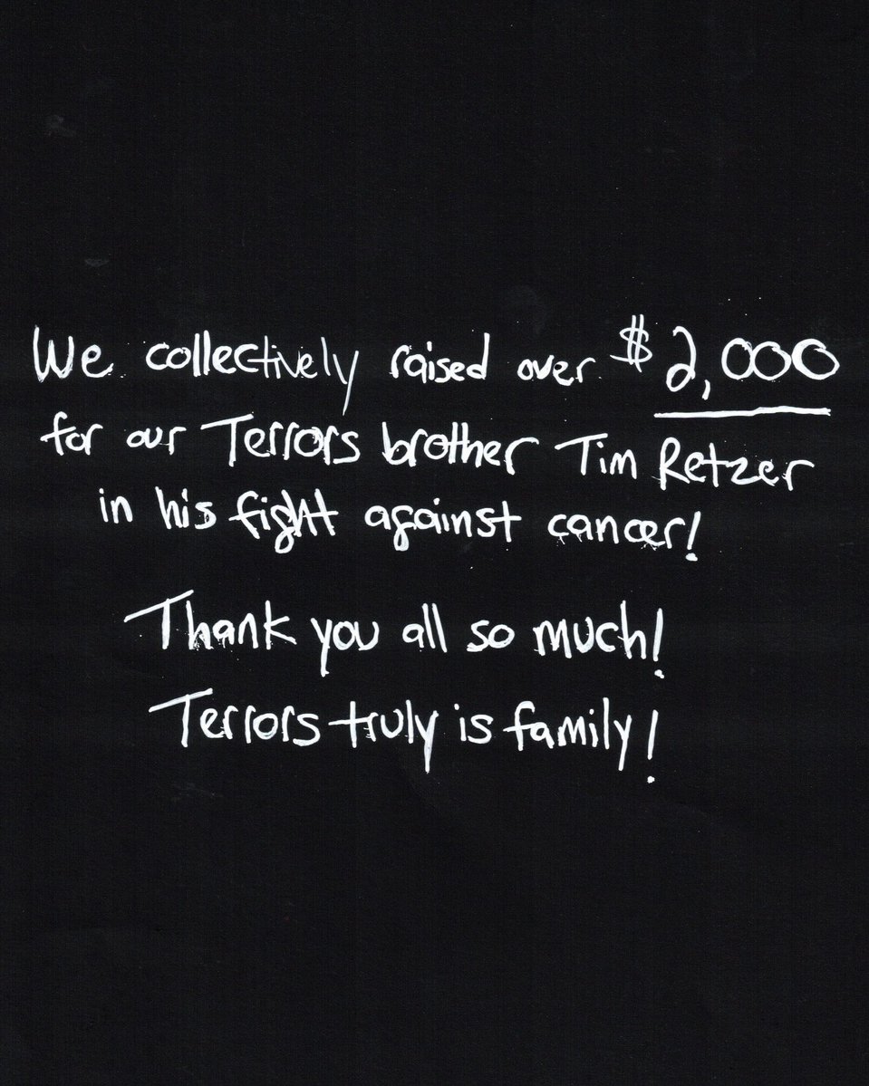 ThursdayTerrors's tweet photo. We collectively raised over $2,000 for our Terrors brother Tim Retzer in his fight against cancer!

Thank you all so much!

Terrors truly is family!

#ThursdayNightTerrors #Buffalo #WNY #horrorcommunity https://t.co/QRaKHR95Hr