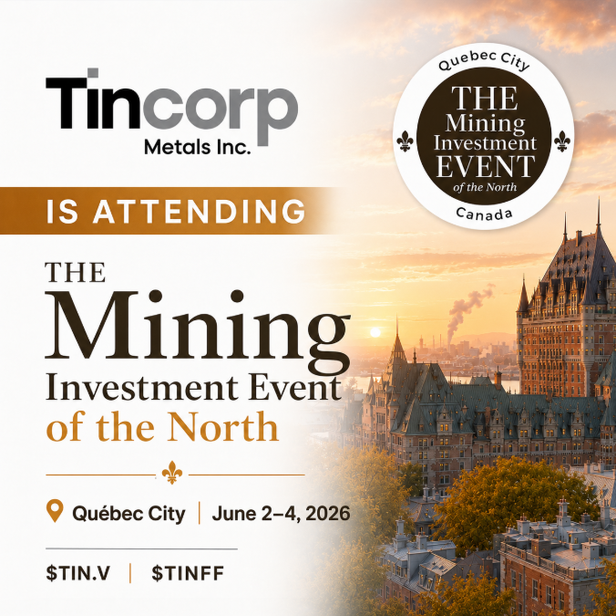 AuroMetals's tweet photo. @TincorpMetals will be attending THE Mining Investment Event of the North in Québec City from June 2–4, 2026.

We look forward to meeting with investors and sharing updates on Tincorp's ongoing exploration work at the Santa Barbara Project.

👉 Learn more about the event: https://t.co/IRui9zmujh

$TIN.V $TINFF #TincorpMetals #SantaBarbara #Exploration #Mining #Drilling
