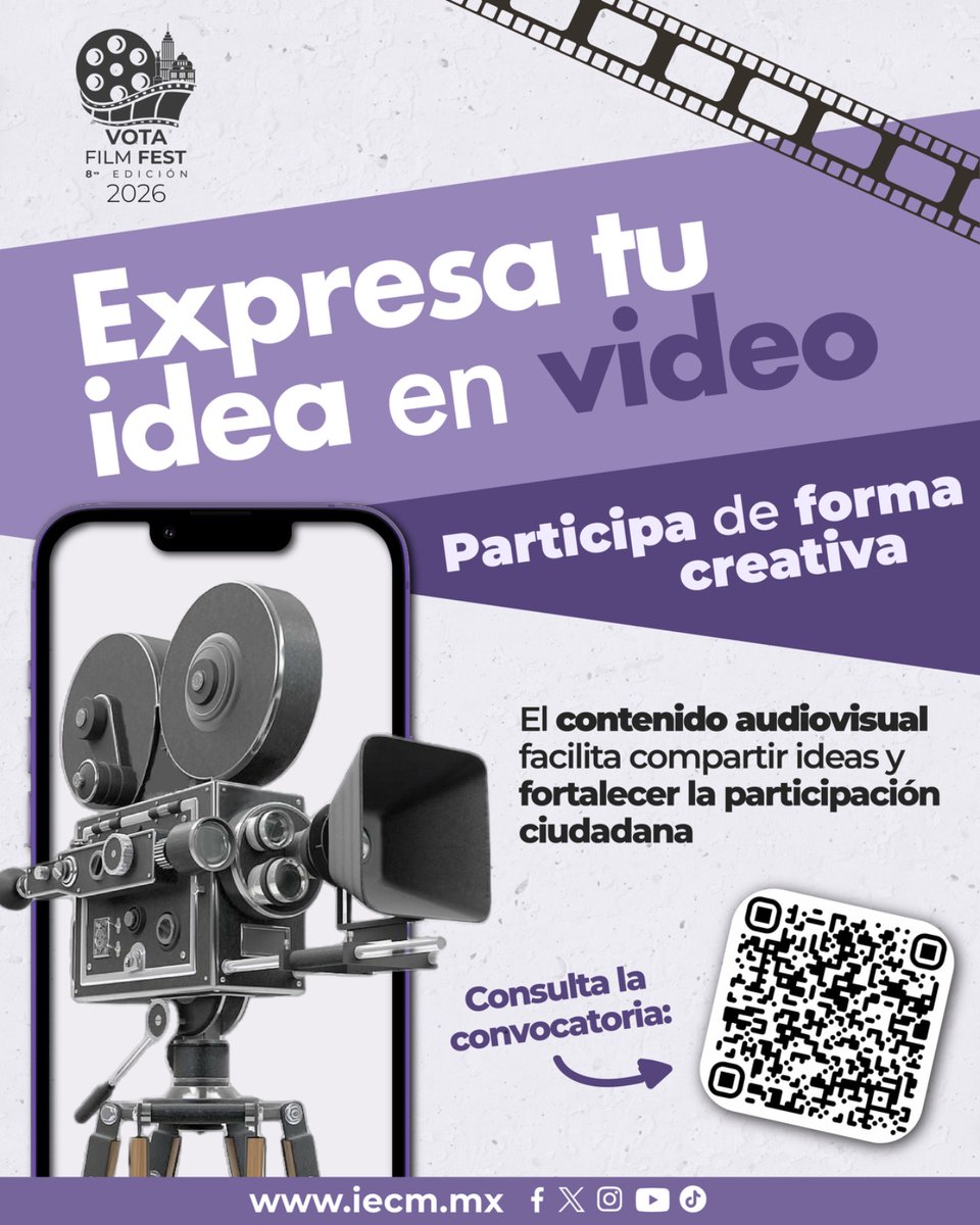 Distrito02IECM's tweet photo. Vota Film Fest invita a la niñez y a las juventudes a contar su visión sobre la participación política de las mujeres y las dificultades que enfrentan para ello,  a través de cortometrajes que incluso pueden grabar con su celular.​
Consulta más en: https://t.co/wu8jlnyZ7C https://t.co/f7Tv7Bw1ly