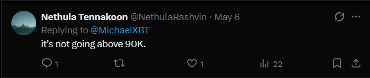 NethulaRashvin's tweet photo. @MichaelXBT this guy is deleting his posts from last weeks saying that BTC is going above 100k. But you can delete my reply sir. i have shit ton of you bull crap predictions which haven't even happened yet @MichaelXBT https://t.co/7pdejmXNWr