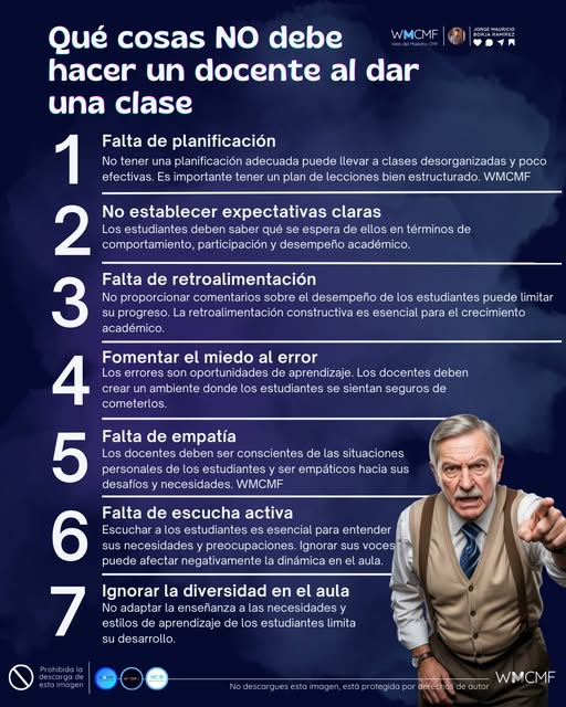 cmf_w's tweet photo. Qué cosas debe y no debe hacer un docente al dar una clase. Enlace aquí: https://t.co/XzR96Q77ut https://t.co/22lcHxFT7y