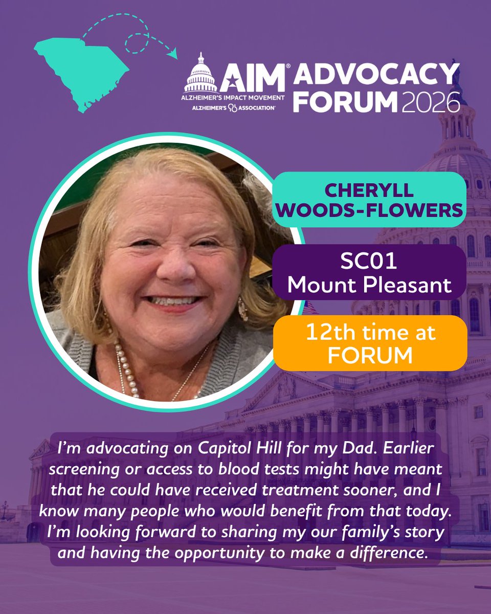 AlzSC's tweet photo. Meet our #ENDALZ advocates from SC's 1st district! 💜 These dedicated volunteers head to Capitol Hill on June 2 to urge @RepNancyMace to support the bipartisan #ASAPAct — joining advocates across the nation at the 2026 #AlzForum.

📢 Add your voice at https://t.co/qcN50Lc39L. https://t.co/ofF1jjS8Za