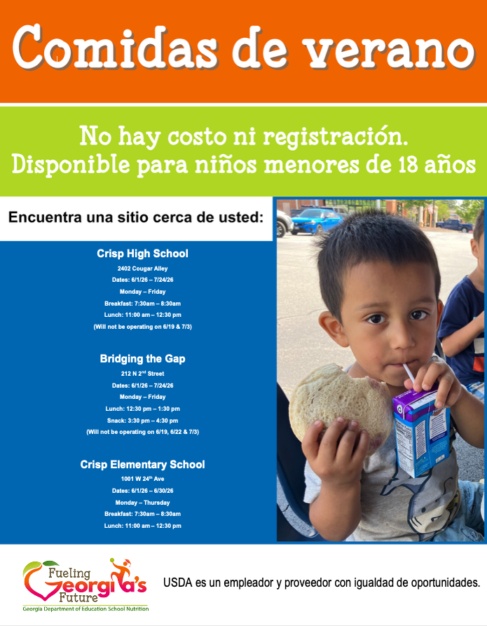 CrispSchools's tweet photo. 🥗FREE SUMMER MEALS! 🥗
Through a partnership with the Georgia School Nutrition Program, we are able to provide free meals this summer!
Meal distribution begins on Monday, 6/1
More detailed information on dates/locations can be found on our website here-> https://t.co/5zxrC6615p https://t.co/zYNUbgjAH0