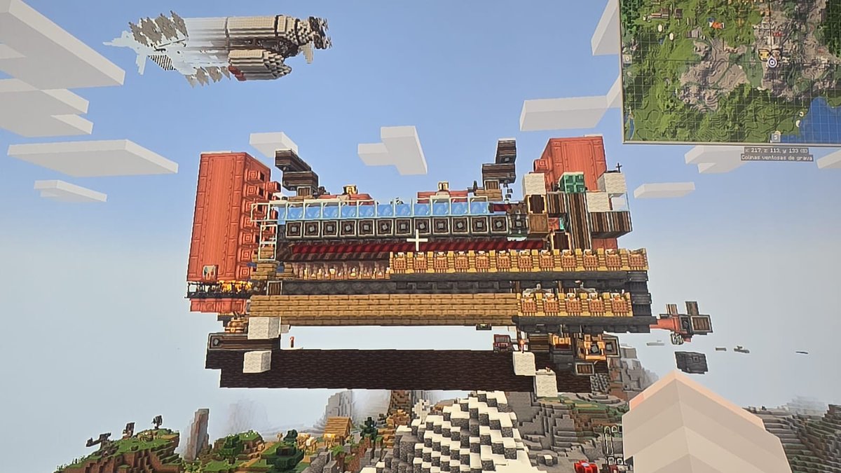 cronos_random's tweet photo. Oigan papus cuando se paso de pensar que se podían usar maquinas de vapor para un dirigible para terminar sistema entero de navegación automática en minecraft create aeronautics? #minecraft #minecraft_create #CreateMod https://t.co/cL07oEsBZo