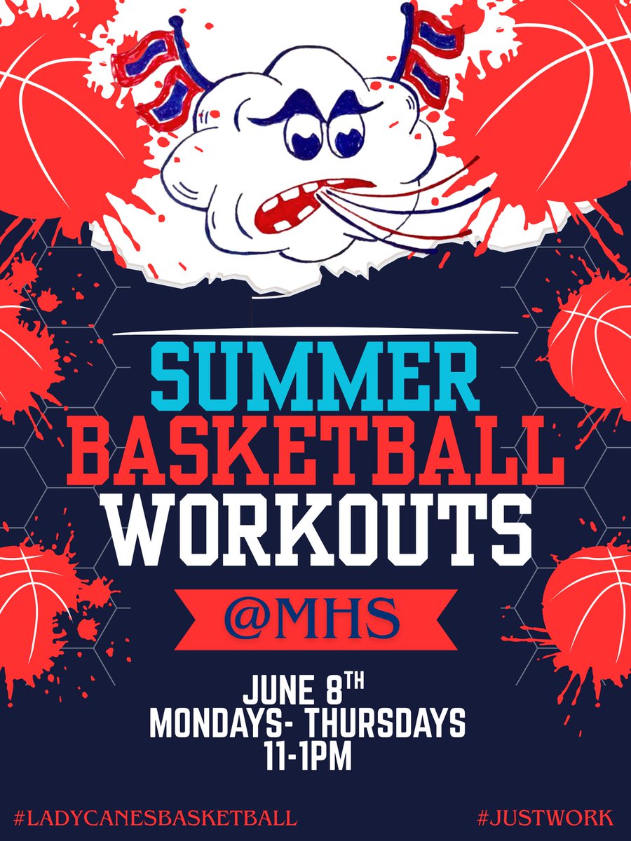 LadyCanes2425's tweet photo. ATTENTION‼️ ATTENTION ‼️ All returning players, all incoming freshmen and parents we are back to business, this is when we get better. 
#JUSTWORK #ITSAPROCESS #COMMITMENT #DEDICATION 🔴⚪🔵🏀 GO CANES GO!!!! https://t.co/zZWjSfiEub