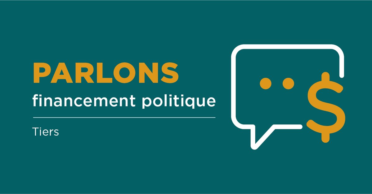 Parlons financement politique. Tiers. Un symbole de dollar dans une bulle de bande dessinée.