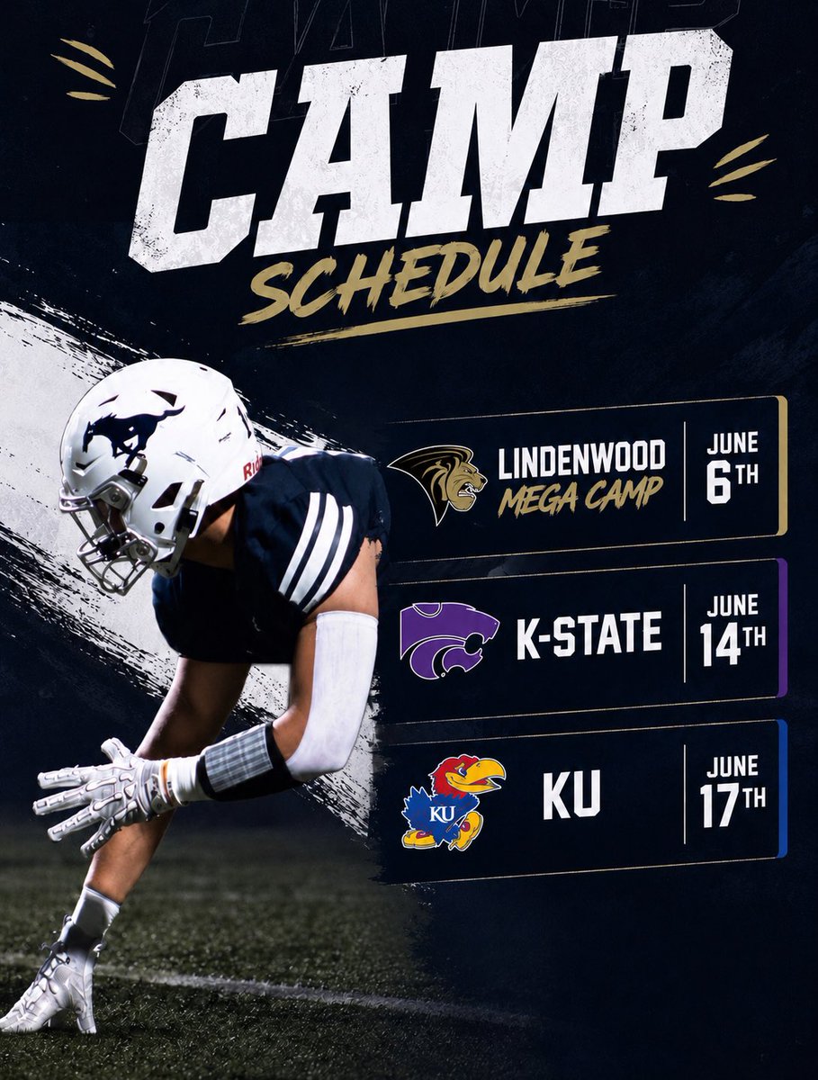 BeckettKullberg's tweet photo. Camp schedule for this following june!! @CoachRoehrich @Thompson22Mason @coachmudd2 @BVNorthFootball https://t.co/cbVbImfeHY