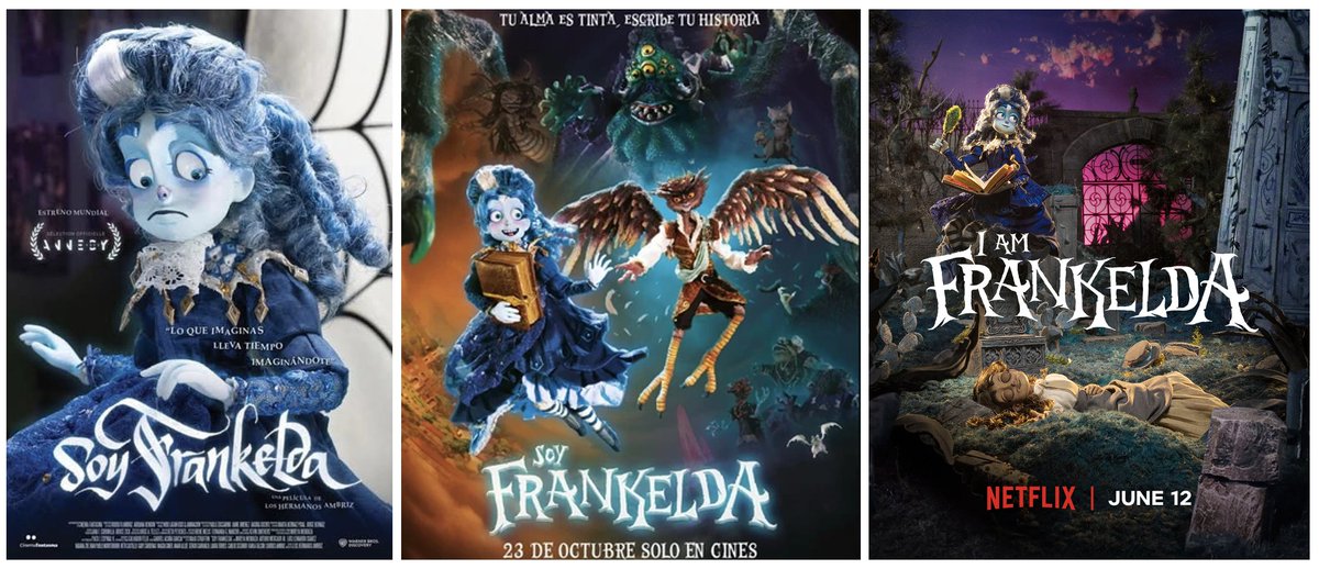 elapanco's tweet photo. 3 pósters, 3 momentos históricos de la 1a stop-motion mexicana🇲🇽, SOY FRANKELDA.

1. Para festivales: @FICGoficial y Annecy
2. Para cines, con @CinepolisDist 
3. Para streaming global. En @netflix, el 12 de junio https://t.co/5dh4cpMrxl