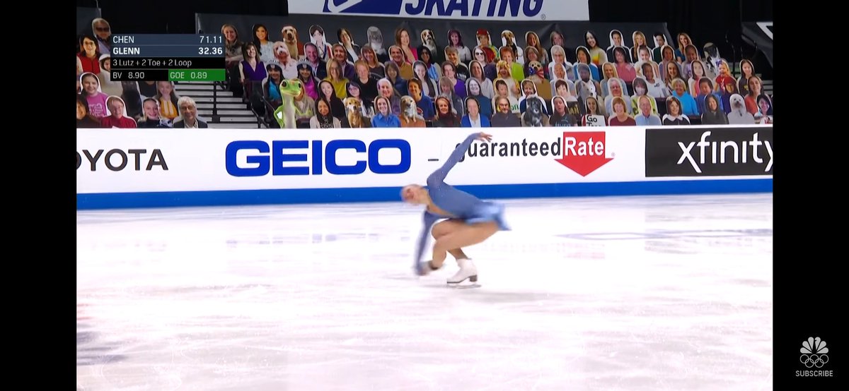 1sababys's tweet photo. causally decided to watch amber glenn 2021 us nationals fs and the fake people are taking me out why is there a lizard 😭 https://t.co/qBOnKwb3qC