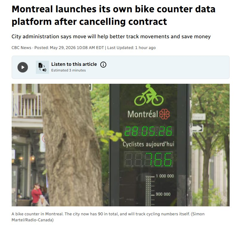 VeloNDG's tweet photo. Great news and we have several now in NDG.
CBC https://t.co/n9WJC7xRa1
Montreal open data:
https://t.co/apsmI92cde...
Telraam:
https://t.co/lsgxOv6baC https://t.co/ug3EzFG8CF
