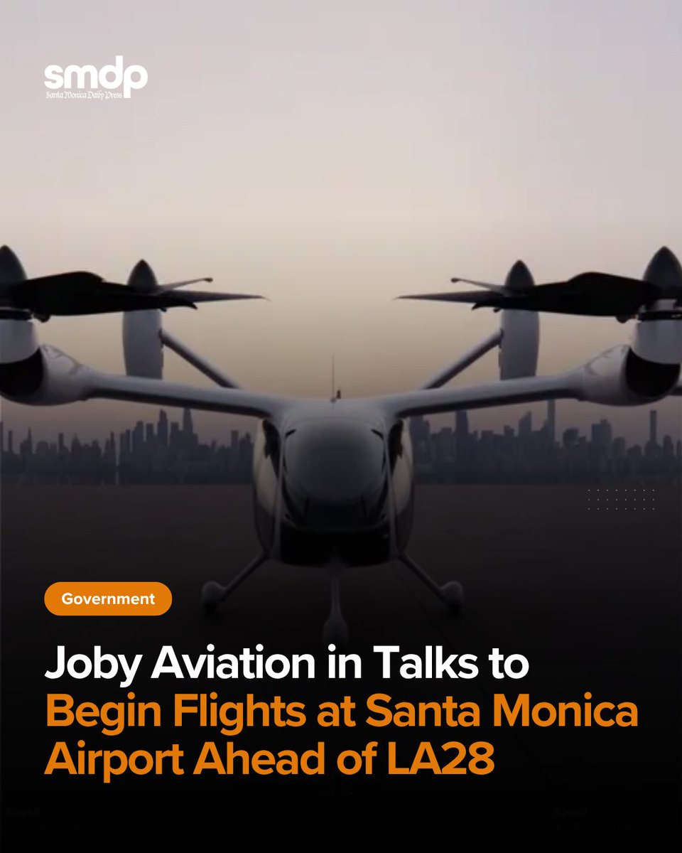 smdailypress's tweet photo. Flying taxis could be coming to Santa Monica sooner than expected as Joby Aviation explores flights ahead of LA28.

𝐑𝐞𝐚𝐝 𝐨𝐮𝐭 𝐦𝐨𝐫𝐞: https://t.co/Hy3XhzxmKg

#SantaMonica #JobyAviation #LA28 #FutureOfTransportation #AirTaxi #Innovation #SMDP https://t.co/2f6S7il7Rd