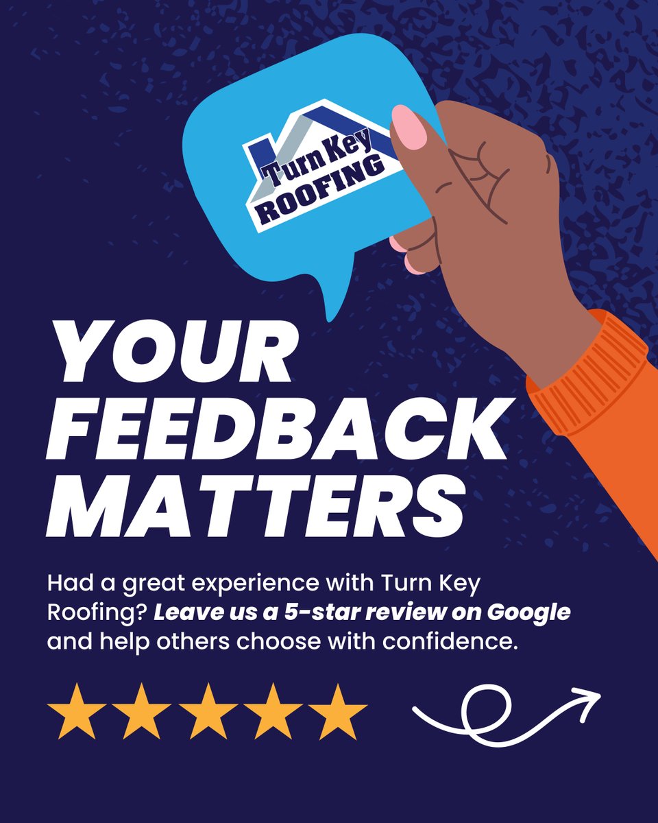 TurnKeyRoofing's tweet photo. We value every customer experience! 💙 

If you’ve had a great experience with us, leave us a 5-star review on Google! 🌟 

Leave us a Google review!
https://t.co/qByJ5BGQNG

864.241.8133 | https://t.co/Lbg3WShINH 
 
#TurnKeyRoofing #Roofing #SeeShockCity #AndersonIsMyTown https://t.co/HQjS5sG1gz