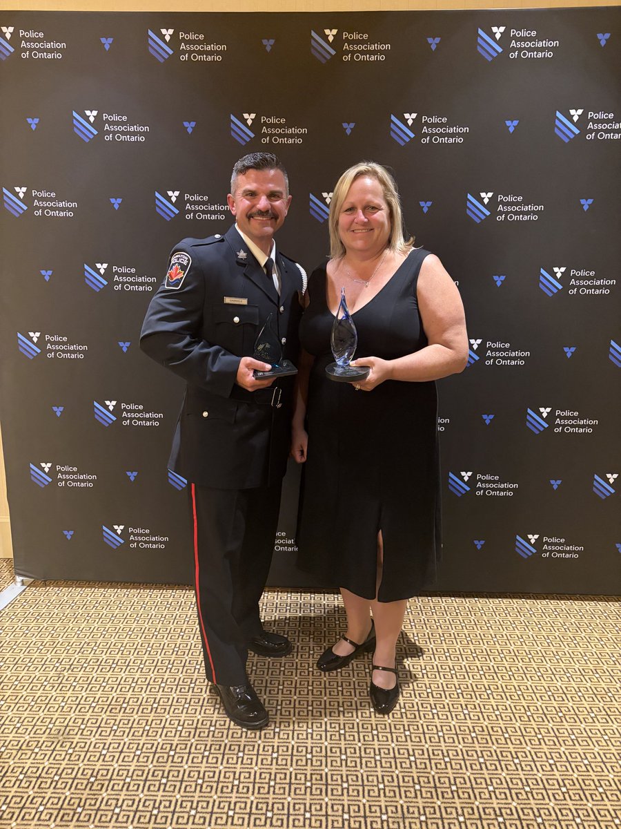 HPAHamilton's tweet photo. The Board attended the @PoliceAssocON’s 94th Annual Meeting; a week full of presentations, workshops &amp; networking. At the President’s Banquet, President Bannon was honoured with the John Walker Memorial Award &amp; Cst. Gabriele received the Uniform On Duty Difference Maker Award. https://t.co/yxbShfYpIo