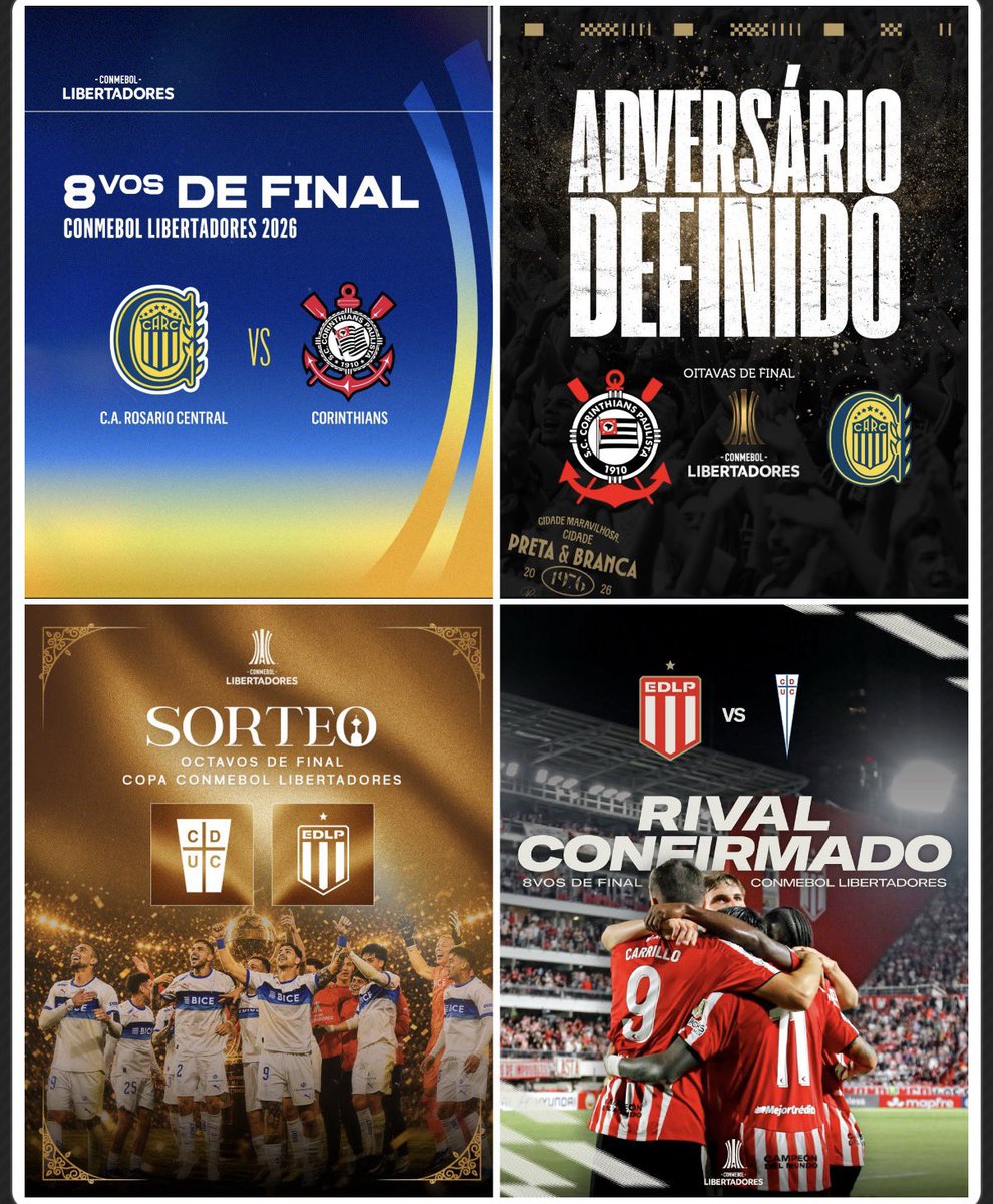 LaGloriaAmerica's tweet photo. ¡TAREA PARA LOS DISEÑADORES!

Así anunciaron los 16 clasificados sus cruces de #Libertadores.

¿Cuál te pareció el mejor? https://t.co/lE0u92jdEd