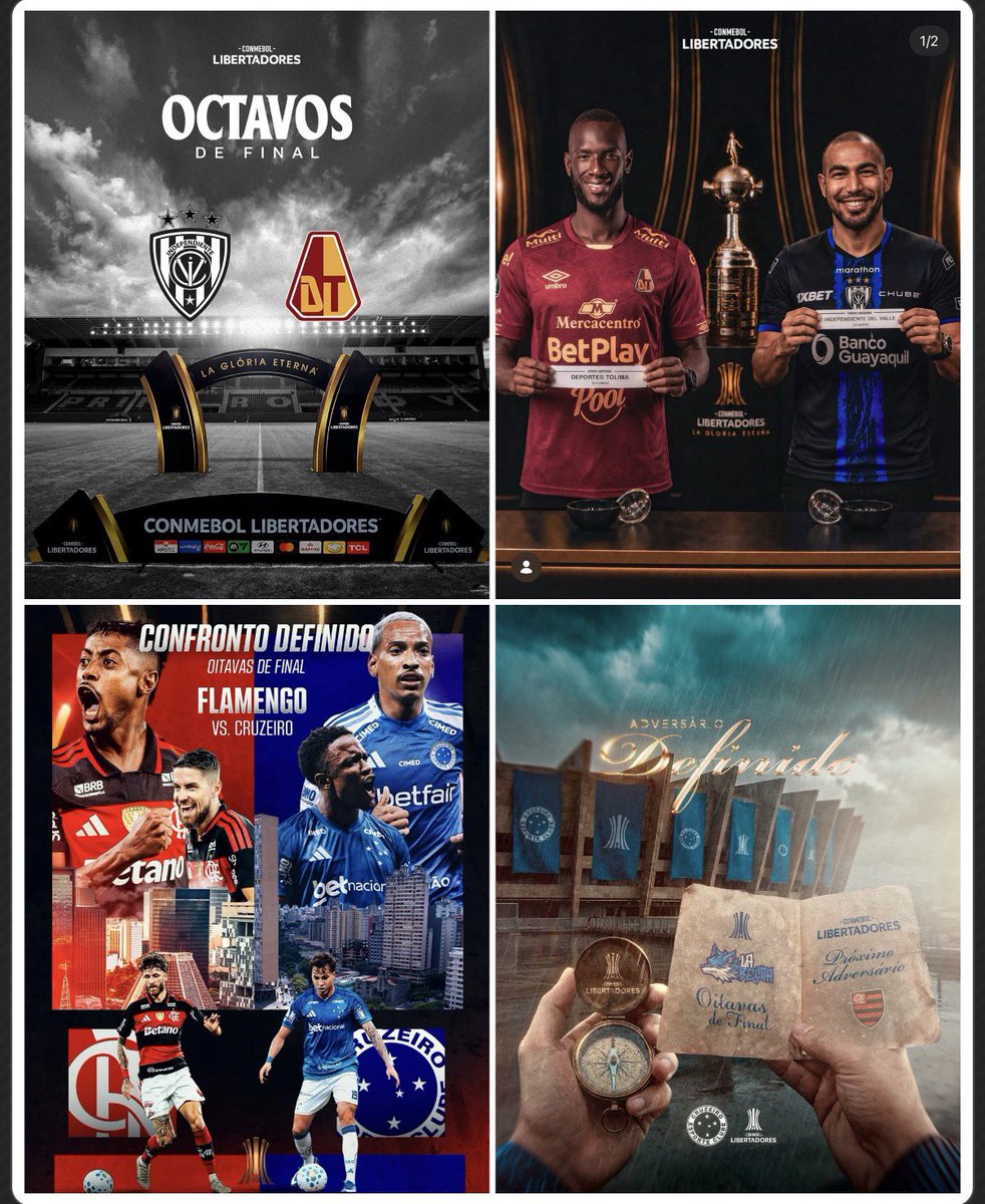 LaGloriaAmerica's tweet photo. ¡TAREA PARA LOS DISEÑADORES!

Así anunciaron los 16 clasificados sus cruces de #Libertadores.

¿Cuál te pareció el mejor? https://t.co/lE0u92jdEd