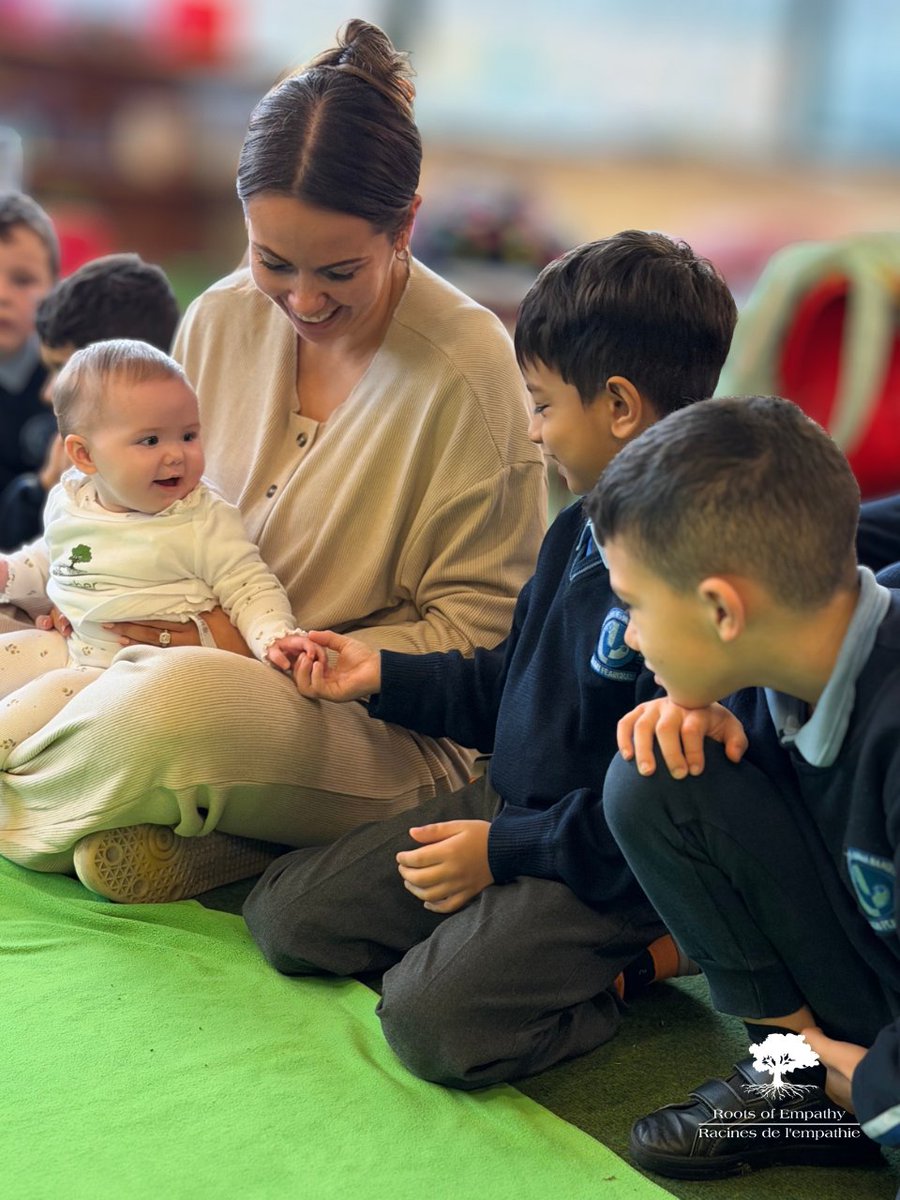 RootsofEmpathy's tweet photo. What makes Roots of Empathy so unique?

It’s all about the secure attachment relationship between a baby and parent(s) - the first and most powerful model of empathy. Throughout the school year, a local parent and baby visit a 9 times while the other 18 classes are about prediction and reflection on various themes. With the help of a certified Roots of Empathy Instructor and a proven curriculum, studentsare guided to recognize the baby’s feelings and intentions.

They start learning:
❤️ The affective aspect of empathy – understanding feelings
🧠 The cognitive aspect of empathy – perspective taking

Students are coached to recognize the baby’s feelings, their own feelings and the feelings of their classmates. That’s emotional literacy in action - and it’s the first step to learning how to regulate emotions.

Curious to learn more? Visit our website: https://t.co/aufipDcPbK