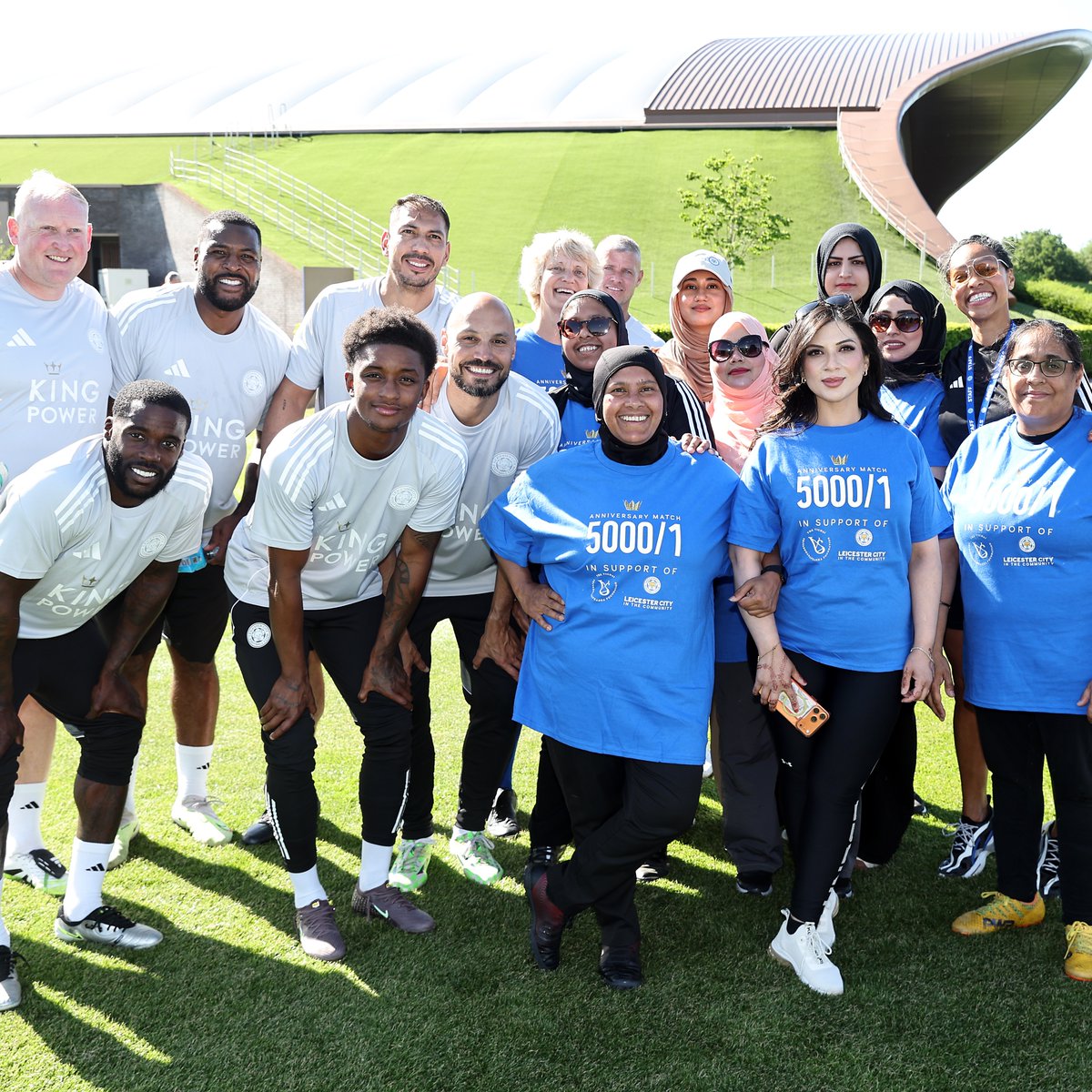 LCFC's tweet photo. Our Legends trained with @LCFC_Community participants at Seagrave on the eve of our 5000/1 Anniversary Match 💙