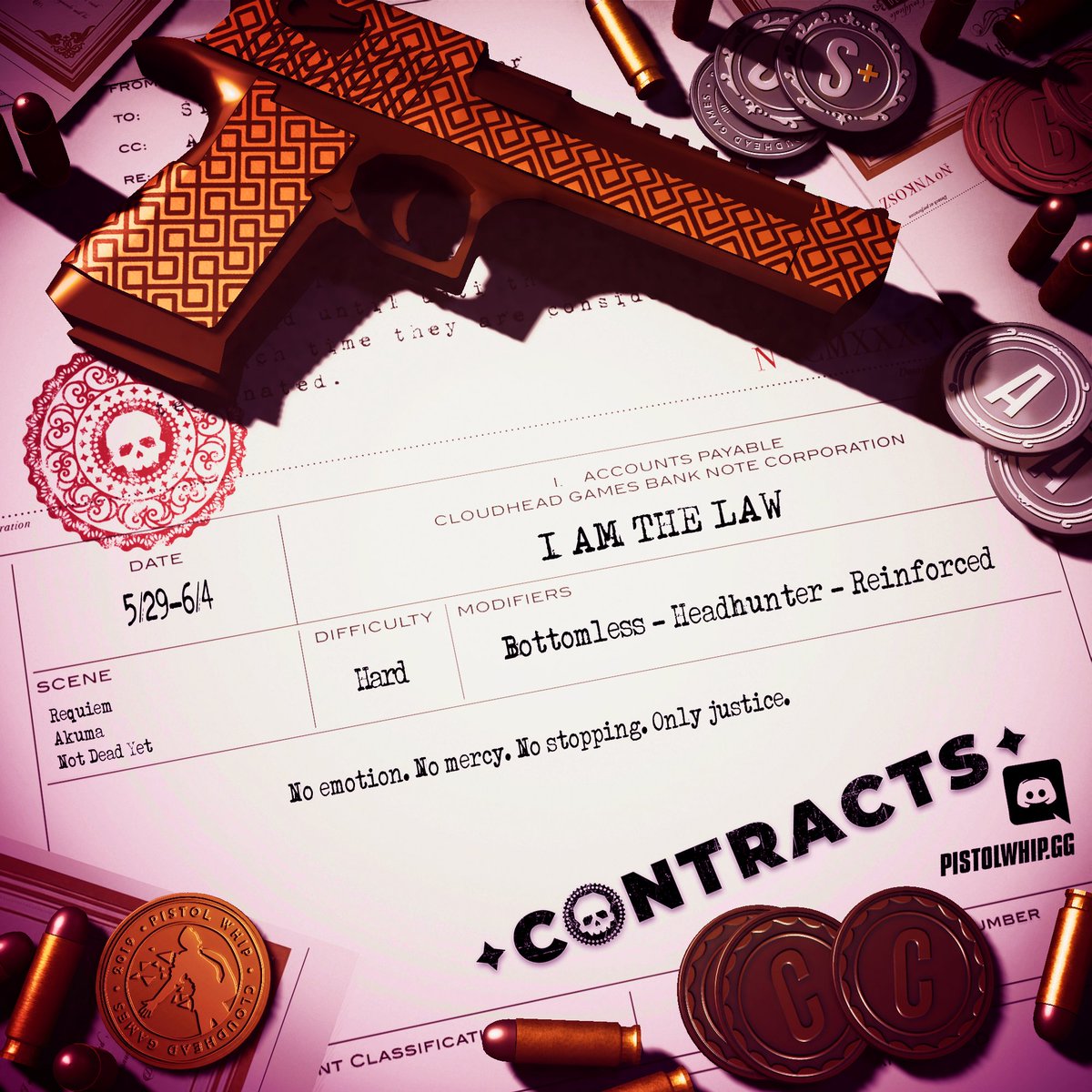 PistolWhipVR's tweet photo. 💼WEEKLY CONTRACT 💼
No emotion. No mercy. No stopping. Only justice.🦇 https://t.co/c0MrJkDTyd