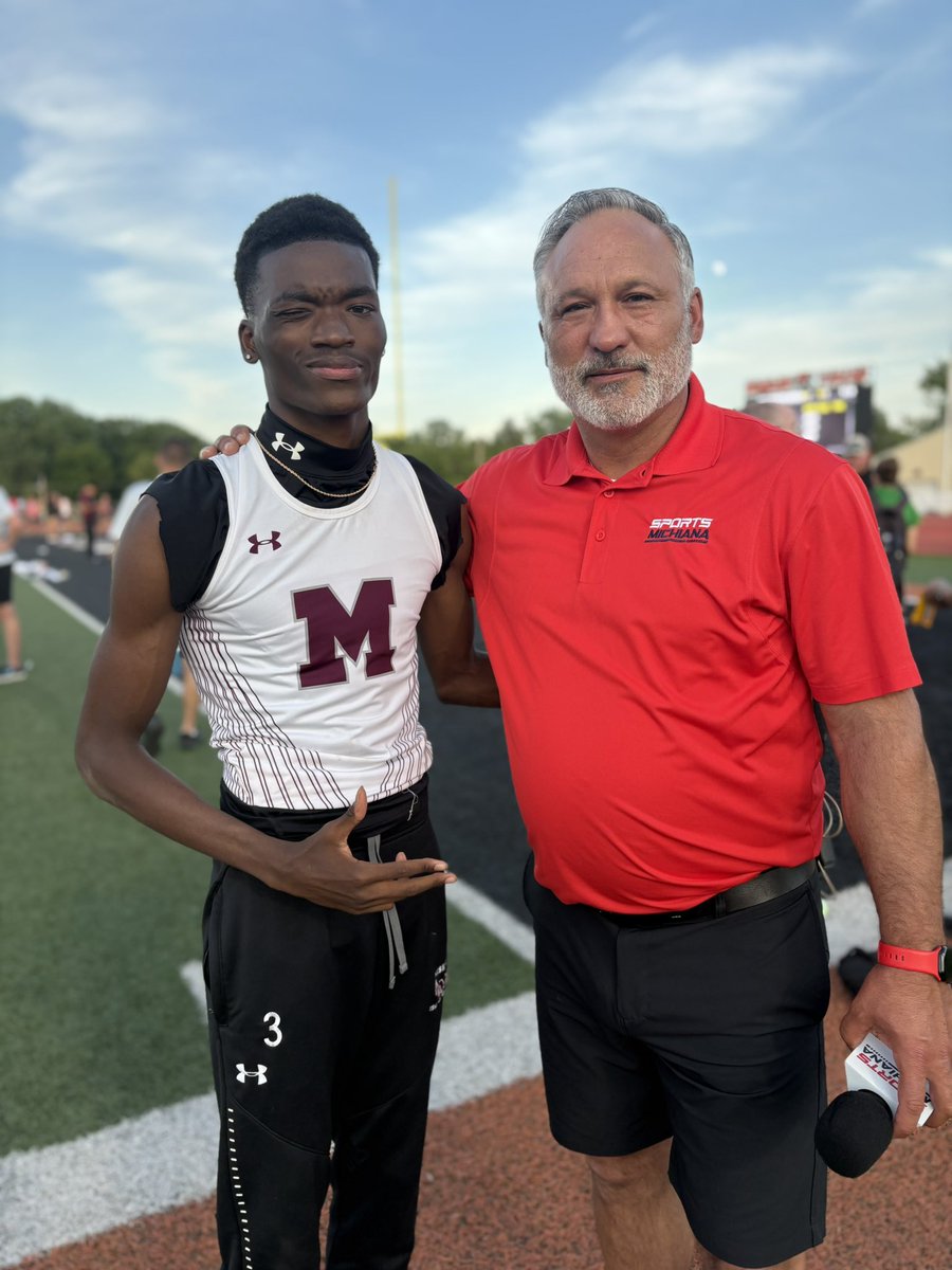 angdicarlo's tweet photo. Let’s keep on the train of state title contenders and turn our attention to Mishawaka junior Leon Fowler who repeats as regional champion in the long jump with a leap of 23-05.

You can watch the entire Boys Track Regional from Warsaw here: https://t.co/VrKEu69e04 https://t.co/V6QbX4je83