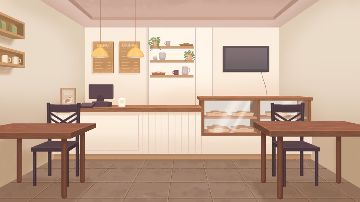 Patch_Games's tweet photo. Your order at Reunion Bakery is ready for pickup 🥖

Here's the brand new background of the bakery you frequent in Step 2! You may remember the CG of Qiu with a macaron — that's from this spot.

(I'm picturing my MC on a date here, seated at a separate table from their crush, with Opal just standing in the middle, supervising. 😅)