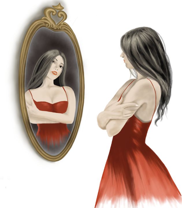 st_ery's tweet photo. Art of the Day! "Woman and her reflection". Buy at: https://t.co/jioRM5Irqo https://t.co/XSd48tJ7TT