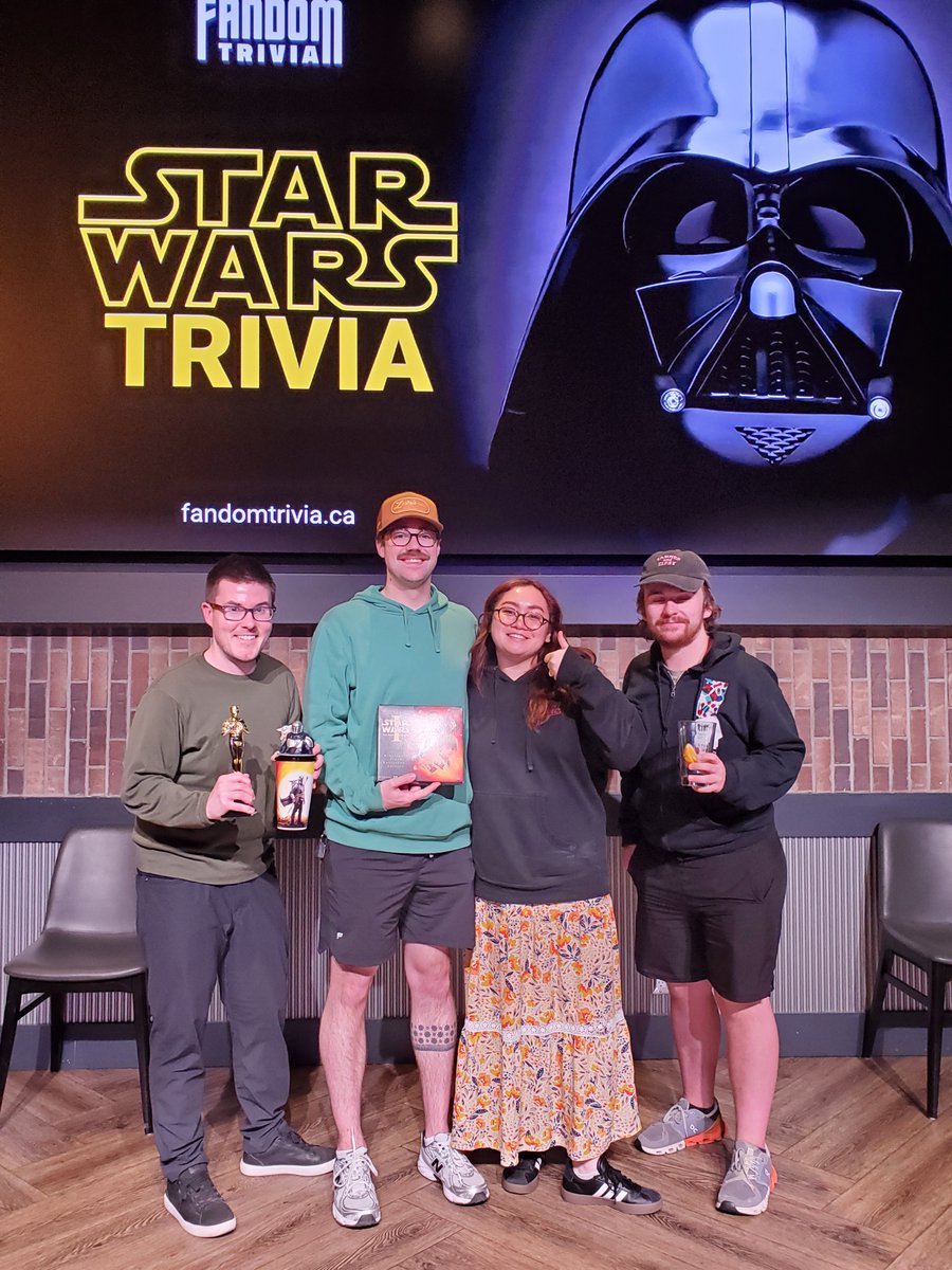 fandomtriviayvr's tweet photo. The winners of our recent Star Wars Trivia theme night at The Rec Room Granville! Thanks to everyone who came out to join us for the quiz in a galaxy far, far away!

https://t.co/ovjRc8J1OA https://t.co/WyHBaVfdmw
